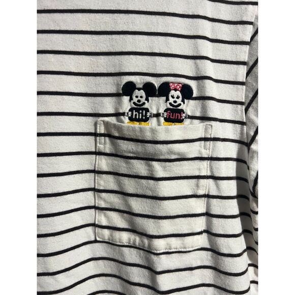 Uniqlo Disney Women's Embroidered Mickey & Minnie Striped T-Shirt Size X-Small - Picture 2 of 6